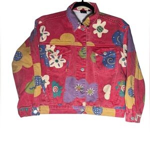 VTG Gap Denim Trucker Jacket Measures XS / S Cropped Floral 90s Y2K Colorful